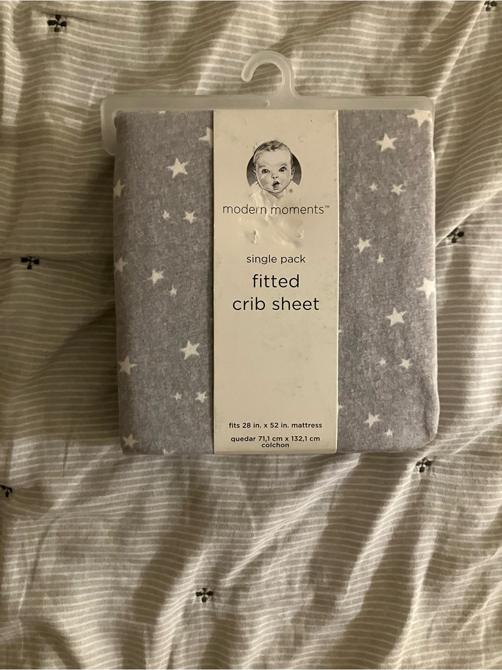 Gerber Gray Star Pattern Fitted Crib Sheet